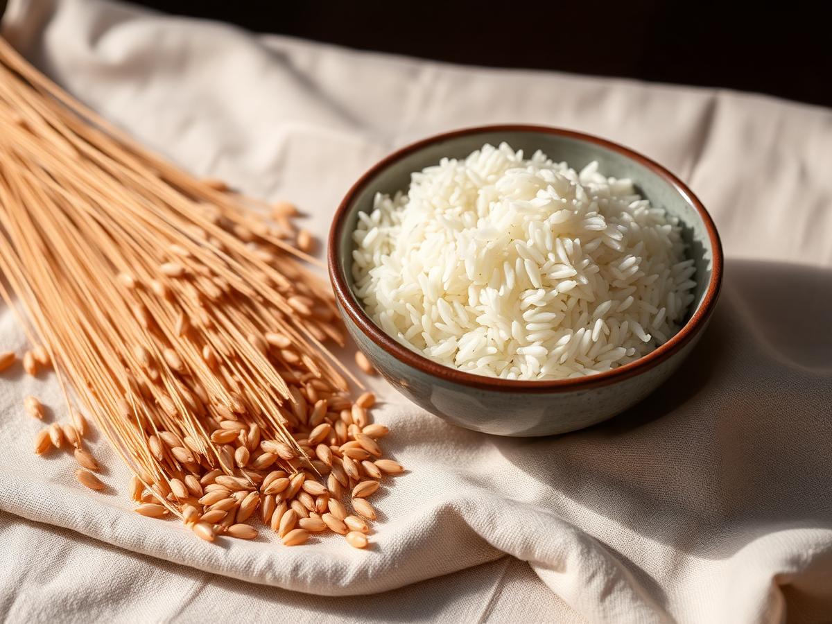 Premium Indian Basmati rice in a bowl with raw paddy grains